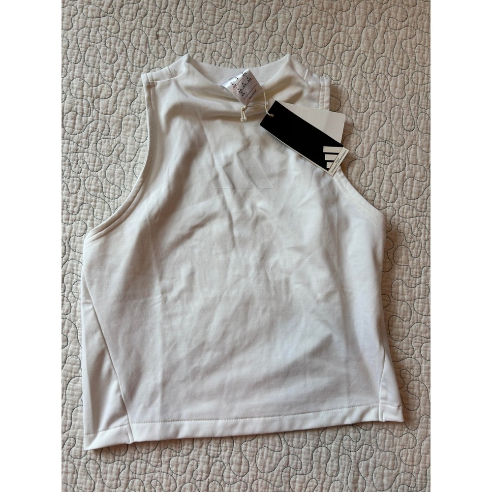 Adidas W ZNE Tank Top Womens White High Neck Crop Sleeveless Medium